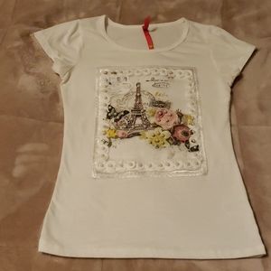 used cutie white t.short with Eifel Tower  Si14/16